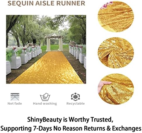 ShinyBeauty Gold Sequin Aisle Runner 2ft x 15ft