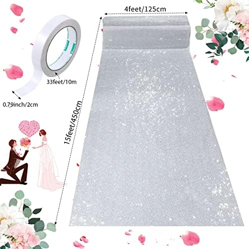 Shihanee Silver Sequin Aisle Runner 4x15ft