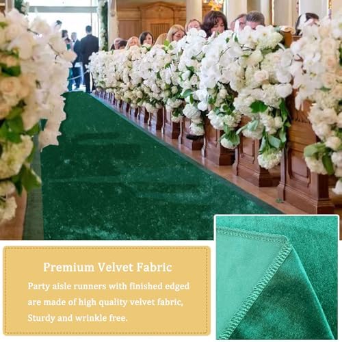 Emerald Green Velvet Aisle Runner 24in x 15ft
