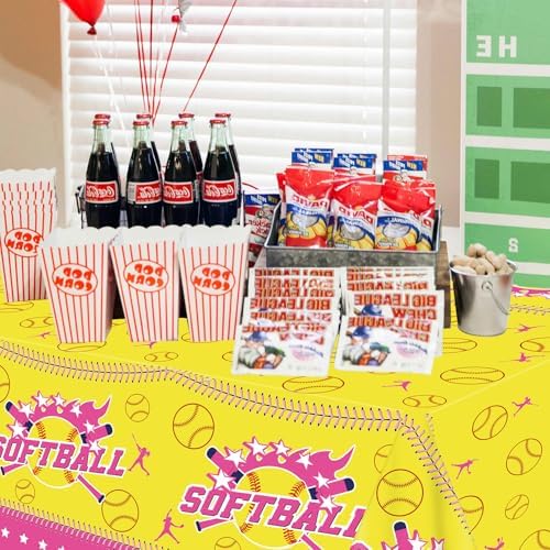 KEFAN 4 Pack Softball Themed Tablecloths 51x86 Inch