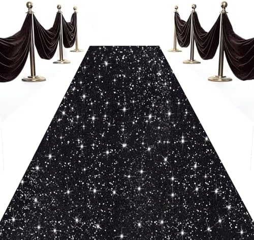 Black Sequin Aisle Runner 4FTx20FT for Weddings and Parties