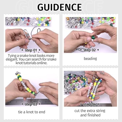 AOUXSEEM DIY Beaded Keychain Kit with Letters and Swivel Clasp