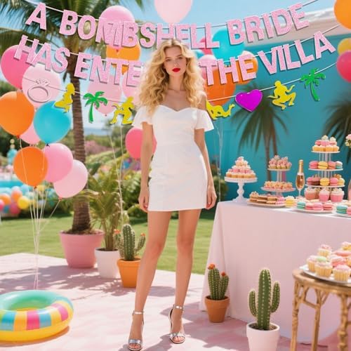 Bombshell Bride Has Entered The Villa Mylar Balloon Banner