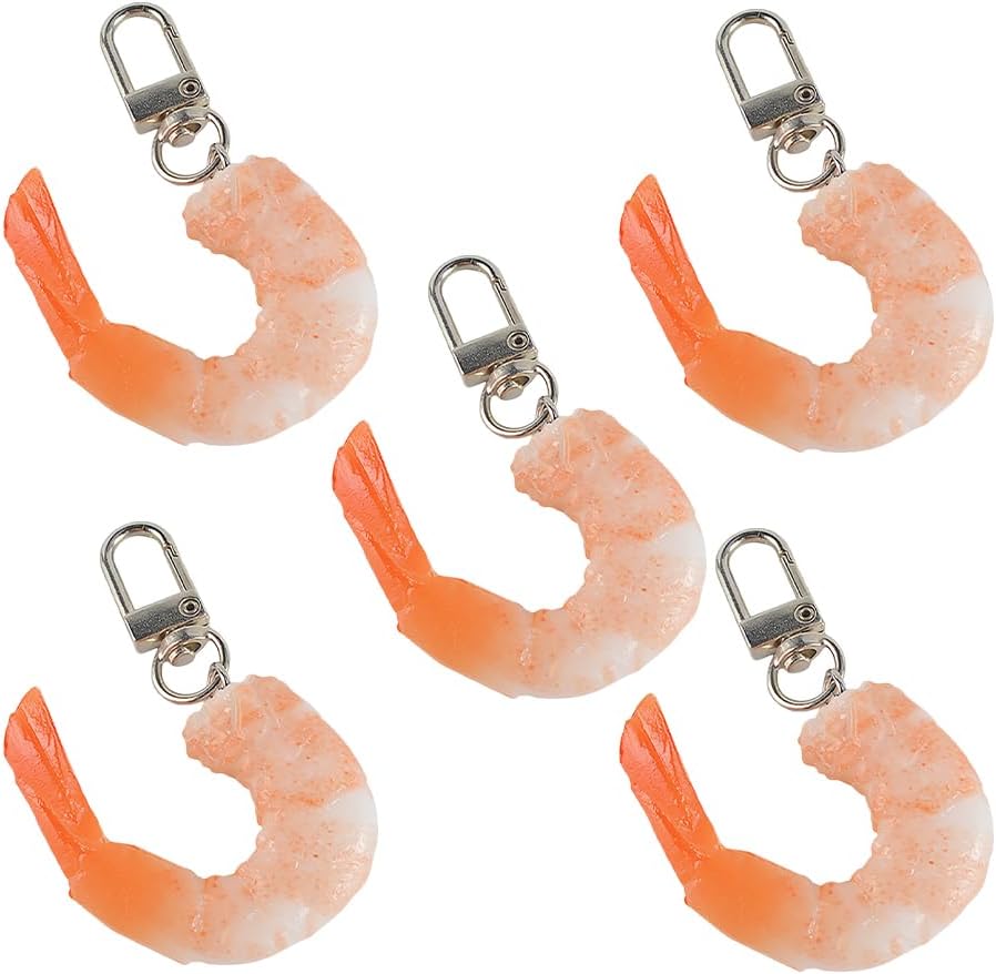 LOGOFUN 20 pcs Realistic Shrimp Keychain Pendants