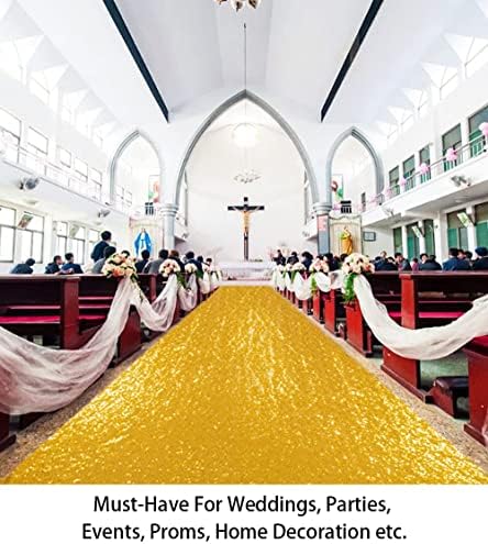 ShinyBeauty Gold Sequin Aisle Runner Wedding Decor 4FTx35FT