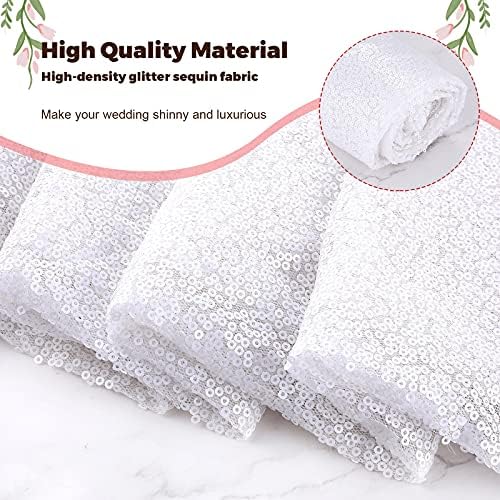 Irenare Glitter Sequin Aisle Runner 4x15 Feet White