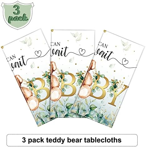 Tegeme Bear Baby Shower Tablecloth 54x108 Inch 3 Pack Green