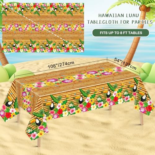 Babudeer 2 Pack Hawaiian Luau Tablecloths 54x108 Inch