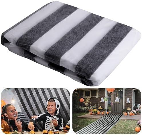 RunNico 33x33 ft Black and White Striped Gossamer Roll