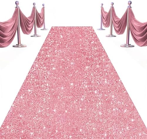 Pink Gold Sequin Aisle Runner 2ft x 15ft for Wedding