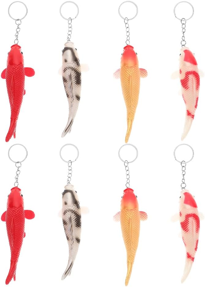 8pcs Summer Party Fish Keychain Cute Goldfish Keyring for Kids and Bags