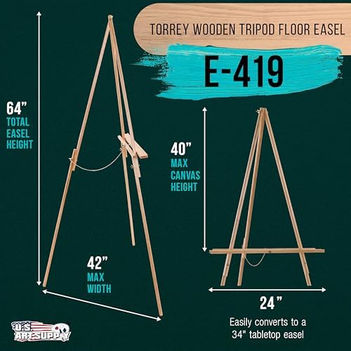 US Art Supply 64 inch Wooden Easel Stand