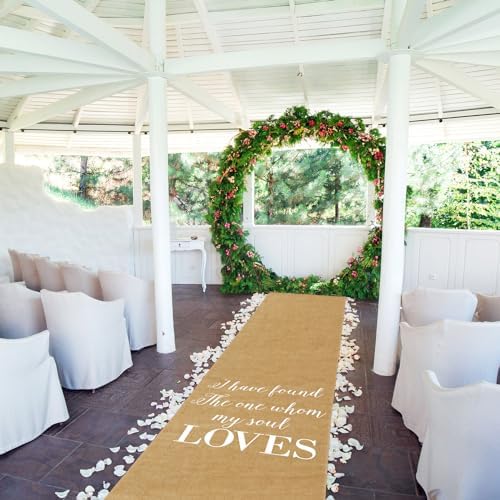 Tudomro 40 Inch x 50 Ft Natural Burlap Wedding Aisle Runner