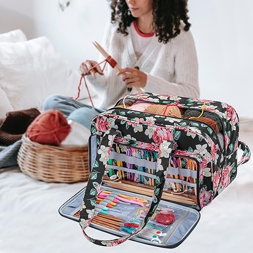 Teamoy Yarn Storage Tote Bag for Knitting and Crochet