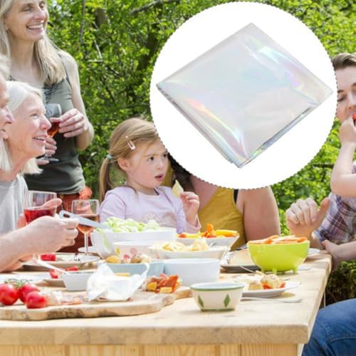 Cabilock 2pcs Rectangle Tablecloth Iridescent Holographic Foil Party Cover