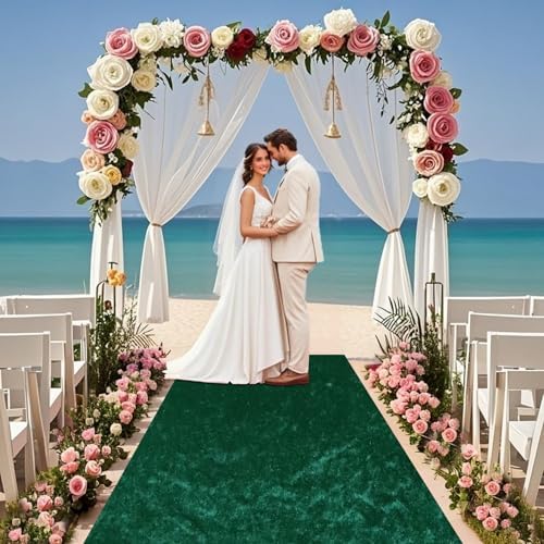 FOTSHARER Green Velvet Aisle Runner 4FTx15FT