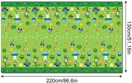 Green Alien Party Tablecloth with UFO Theme