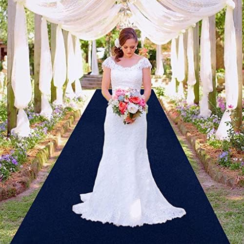 MODFUNS Navy Blue Velvet Aisle Runner 5x20ft Wedding Carpet Runner