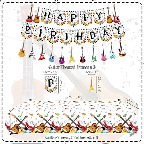 Guitar Birthday Party Decorations Set