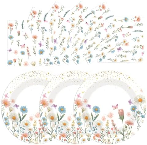 40PCS Floral Paper Plates and Napkins Party Set