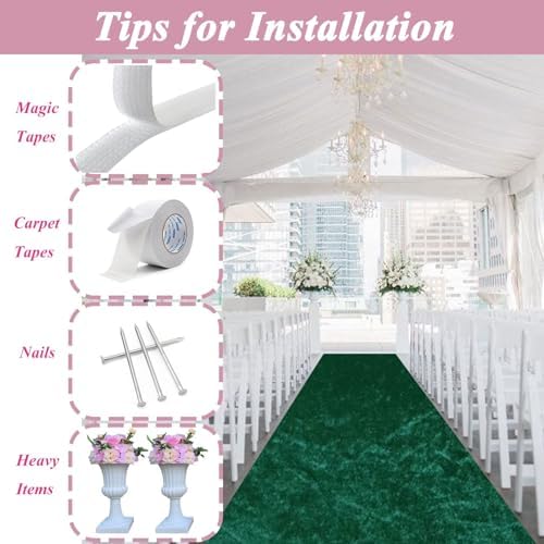 Emerald Green Velvet Aisle Runner 24in x 15ft