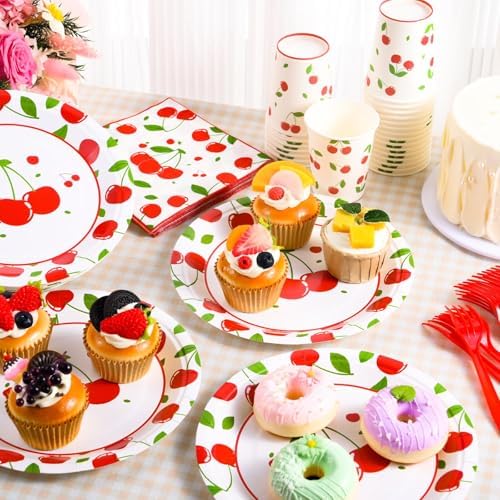200 Pcs Cherry Themed Party Tableware Set