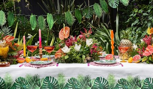Talking Tables 12 Piece Tropical Palm Paper Tablecloths for Kids Party