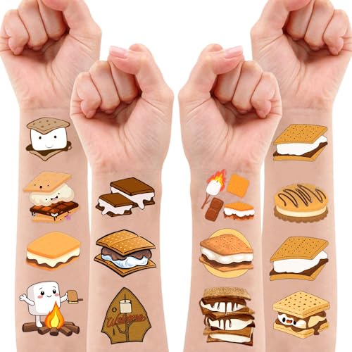 100 PCS Smores Temporary Tattoos for Kids and Adults