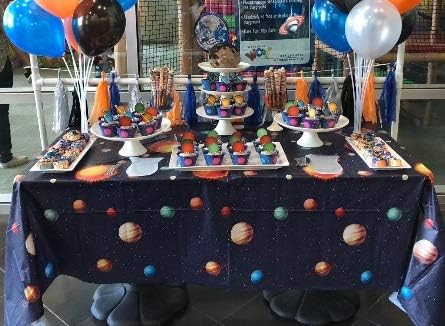 Oojami 4 Pack Plastic Outer Space Table Cover Tablecloth