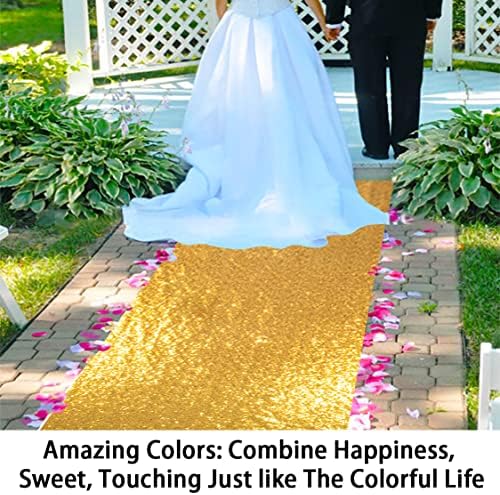 ShinyBeauty 4x20ft Sequined Gold Wedding Aisle Runner