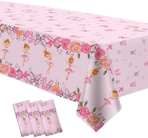 Xigejob Ballerina Party Tablecloth Set 3 Pack 54x108 Inches