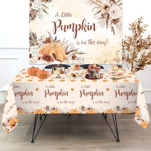 MEHOFOND Fall Boho Pumpkin Baby Shower Tablecloth - 3 Pack
