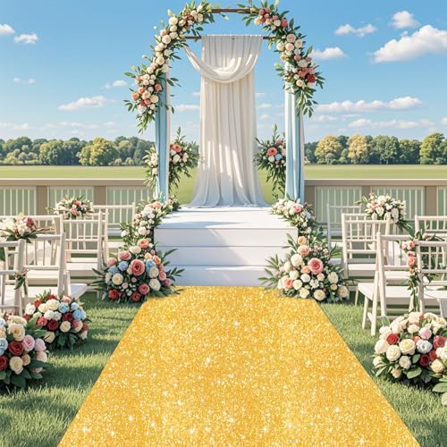 Gold Aisle Runner for Wedding Ceremony 4FTx15FT Sparkle Carpet Runner
