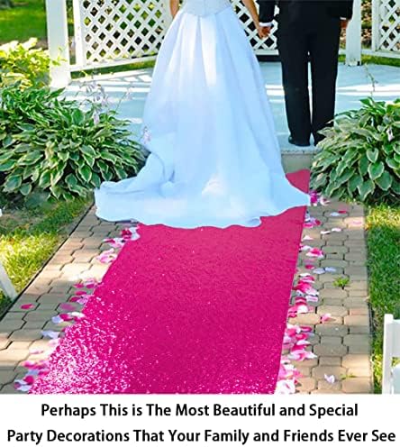 ShinyBeauty Fuchsia Sequin Aisle Runner 4FTx15FT