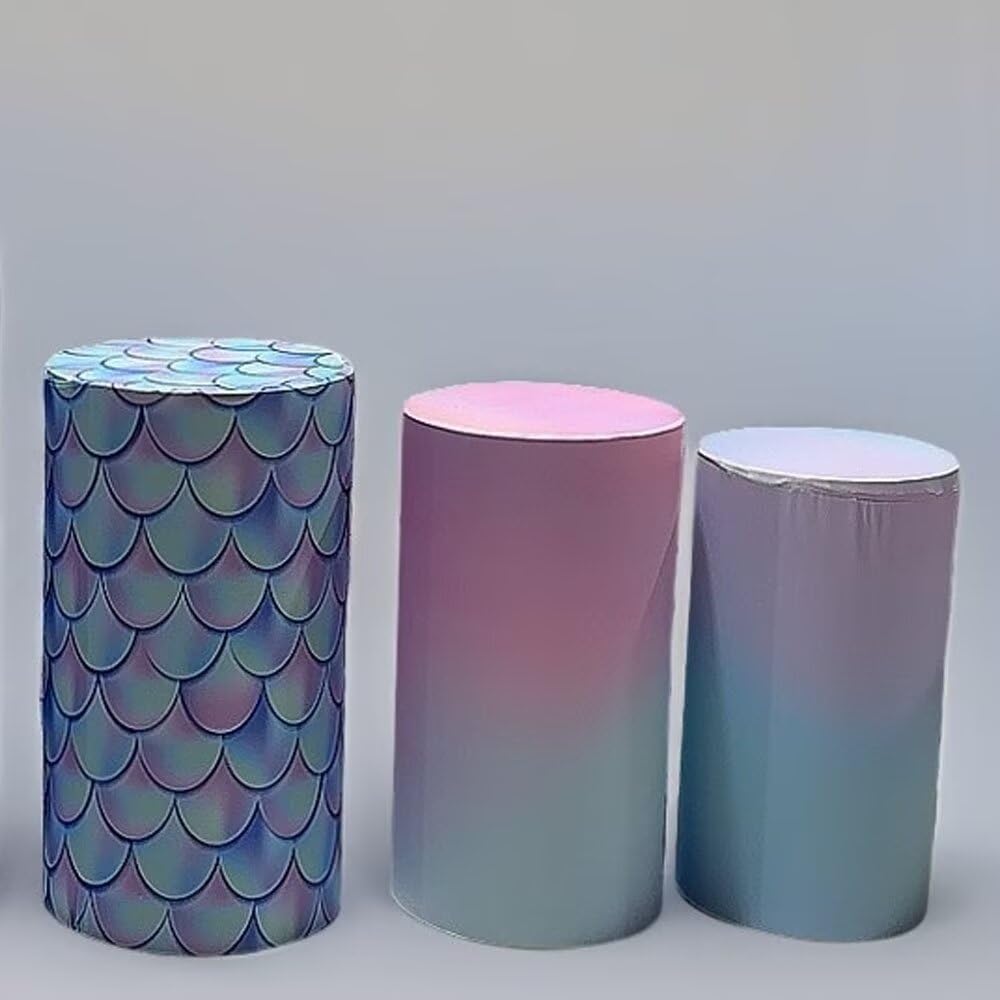 KONPON Set of 3 Little Mermaid Cylinder Pedestal Covers