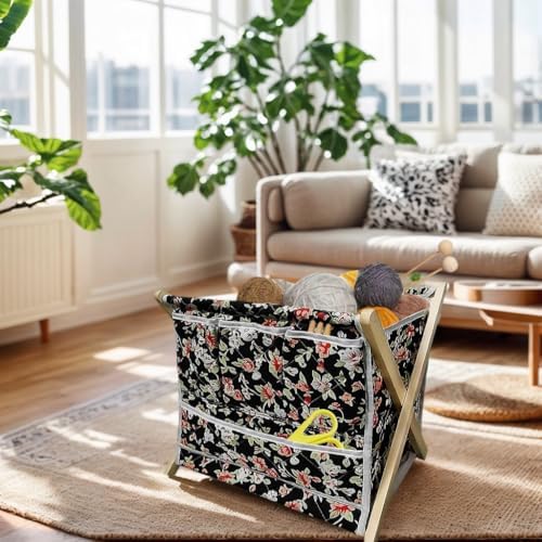 Gkesgm Yarn Crochet Knitting Organizer with 3 Side Pockets
