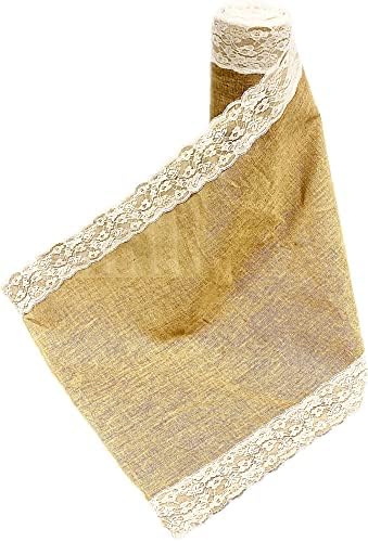 AAYU Burlap Aisle Runner 40 x 30ft with Ivory Lace