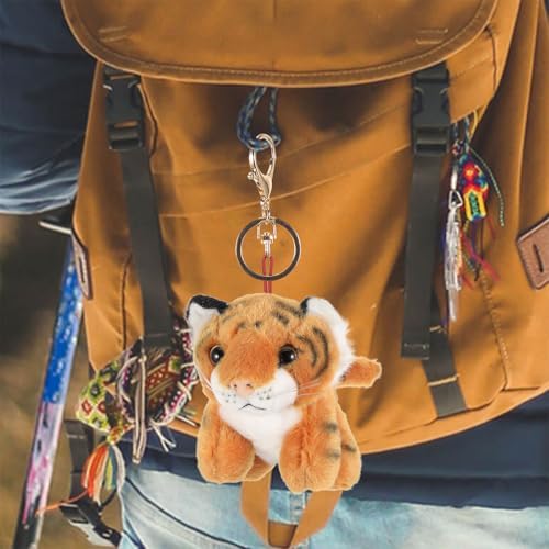 LUOZZY 4 Pcs Plush Tiger Keychains for Backpacks Handbags
