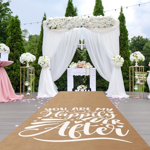 Tudomro 40 Inch x 50 Ft Natural Burlap Wedding Aisle Runner 1
