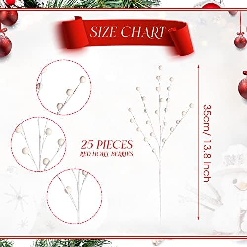 Tatuo 20 Piece Artificial Holly Berry Stem Set
