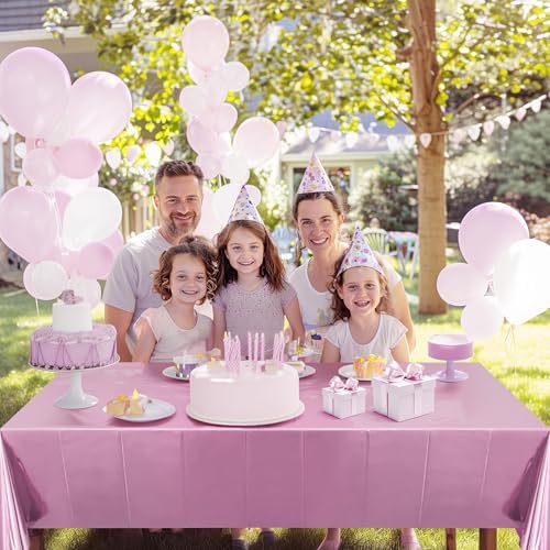 2pcs Baby Pink Plastic Tablecloths 54x72inch Shiny Party Decor