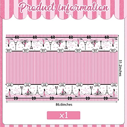 Irenare Paris Theme Pink Tablecloth for Girls Party Decorations