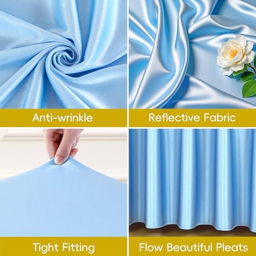 Glitter Blue Tablecloth 8ft Rectangle Table with Ruffles Skirt