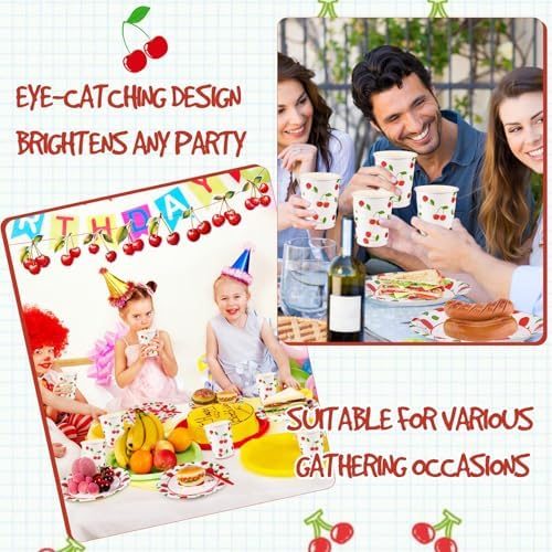 200 Pcs Cherry Themed Party Tableware Set