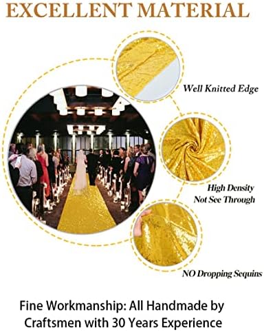 ShinyBeauty Gold Sequin Aisle Runner Wedding Decor 4FTx35FT