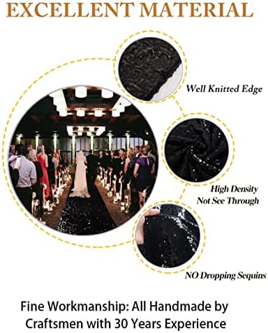 ShinyBeauty Sparkling Sequin Aisle Runner 4FTx20FT Black Glitter Wedding Carpet