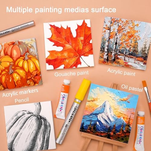 Aureuo Mini Canvas and Easel Set 3x3 Inch 12 Pack