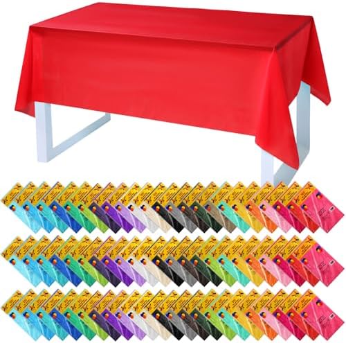 Oudain 68 Pack Disposable Tablecloths 54x72 Rectangle Waterproof for Parties