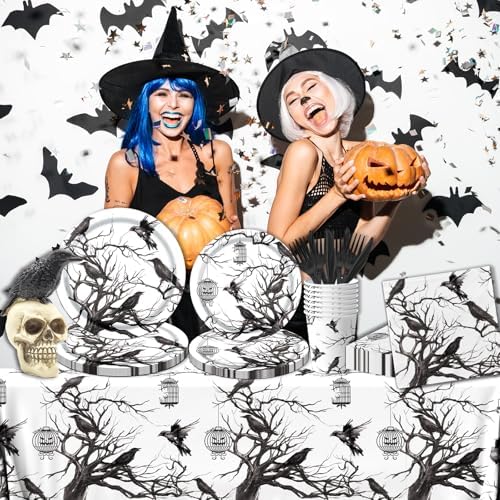 Gothic Halloween Crows Tableware Set 142pcs