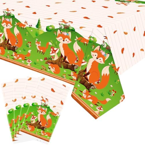 4 Pack Fox Themed Party Tablecloths 54x86 Inch